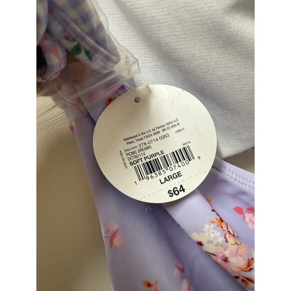 NWT Lavender w/ flowers swimsuit center cut out and optional straps Size Large - Picture 3 of 5